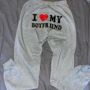 Cozy Gray I Love My Boyfriend Joggers